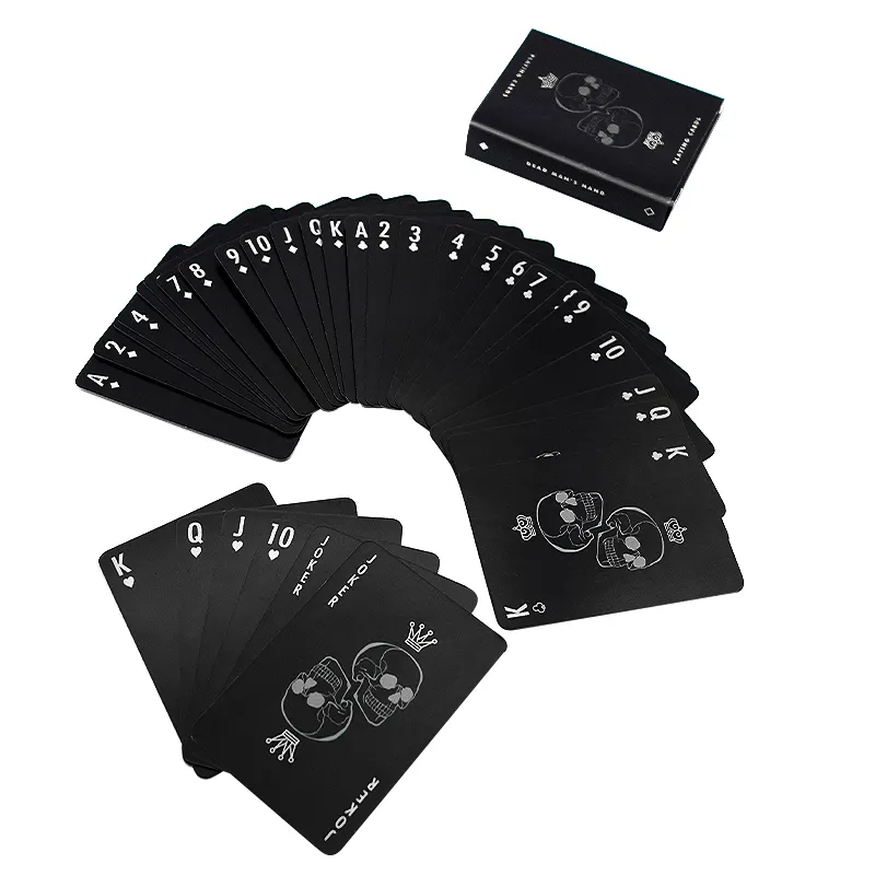 Sft amostra de cartas personalizadas, design de logotipo personalizado, folha de papel preta fosca, poker, jogo de cartas com caixa de tuck