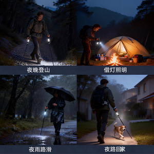 Glowing Hiking Poles 7075 Aluminum Alloy Telescopic Folding With Led Light For Hiking Mountain Climbing Trekking Cross Country - Product Image 4