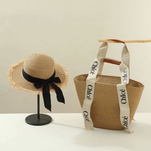 Ensemble de sac et chapeau de plage tressé fait main de haute qualité pour femme, idéal pour l'été et les voyages - Product Image 2