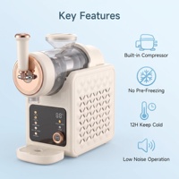 Máquina para Hacer Helados Multifuncional de Sobremesa, Sin Necesidad de Precongelación, 7 Programas Preestablecidos para Helado Suave, Granizados y Batidos