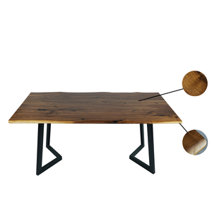 Mesa de comedor de estilo rústico, borde vivo de nogal negro sólido, 30x60x pulgadas - Product Image 3