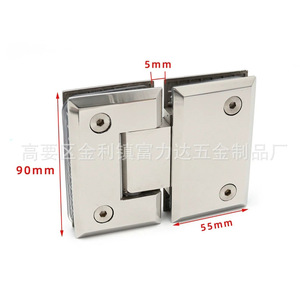 Bisagras de acero inoxidable para vidrio de 90x55 mm con apertura de 180 grados para puerta de ducha y espejo de baño - Product Image 1