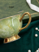 Service à café 6 pièces en porcelaine fine, style luxe léger, délicat, idéal pour cadeau de mariage, de pendaison de crémaillère ou souvenir, avec tasses et soucoupes pour le thé de l'après-midi, livré en coffret cadeau