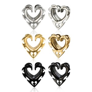 1 Uds aleación de cobre en forma de corazón oreja Camilla túnel tapones para los oídos hueco oreja soporte expansor Piercing joyería para hombres y mujeres caliente - Product Image 1