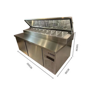 Réfrigérateur à pizza <span class=keywords><strong>professionnel</strong></span> en acier inoxydable 2M DC / <span class=keywords><strong>Comptoir</strong></span> à pizza <span class=keywords><strong>réfrigéré</strong></span> / Table de préparation à pizza avec plateau en marbre - Product Image 2