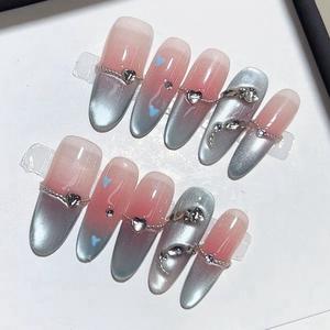 Qianya nuevo efecto blanqueador <span class=keywords><strong>azul</strong></span> lindo diseño de serpiente prensa en las <span class=keywords><strong>uñas</strong></span> hecho a mano ligero lujo <span class=keywords><strong>Gel</strong></span> <span class=keywords><strong>uñas</strong></span> postizas 10 Uds al por mayor - Product Image 6