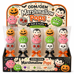 Bonbons gélifiés multicolores personnalisés pour Halloween, saveur barbe à papa, Halal, en gros, formes momie et sorcière, aérés, en boîte, en vrac, marque privée - Product Image 2