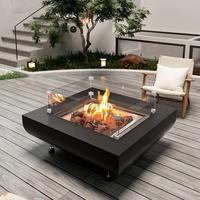 Brasero à gaz d'extérieur avec flamme réelle, en acier inoxydable, portable, autoportant, pour jardin et terrasse, sans fumée