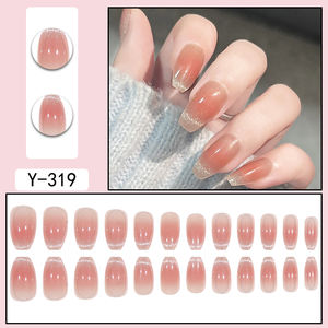 Temooi <span class=keywords><strong>Faux</strong></span> ongles avec de la colle de couleur rose avec de la poudre de paillettes pour les filles du fournisseur d'ongles d'origine - Product Image 3