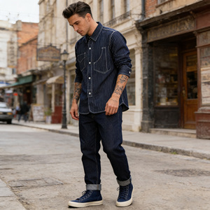 Chaqueta de Trabajo de Manga Larga para Hombre, 100% Algodón, Estilo Casual Otoñal, Inspirada en <span class=keywords><strong>Ami</strong></span>, con Bolsillos Irregulares - Product Image 4