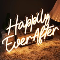Neonawall Wedding & Engagement Planners - Enseigne néon LED « Happily Ever After » - Lumière néon blanc chaud pour la décoration de fond de mariage