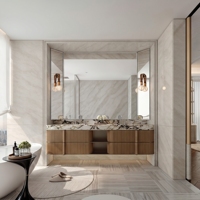 Meuble-lavabo flottant moderne en contreplaqué durable avec double vasque, écologique et luxueux pour salles de bain d'appartements, villas et maisons