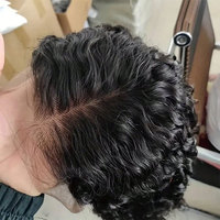 Perruques en cheveux humains bouclés profonds, dentelle transparente 13x6, cheveux humains vierges bruts, noir naturel, pleins et épais