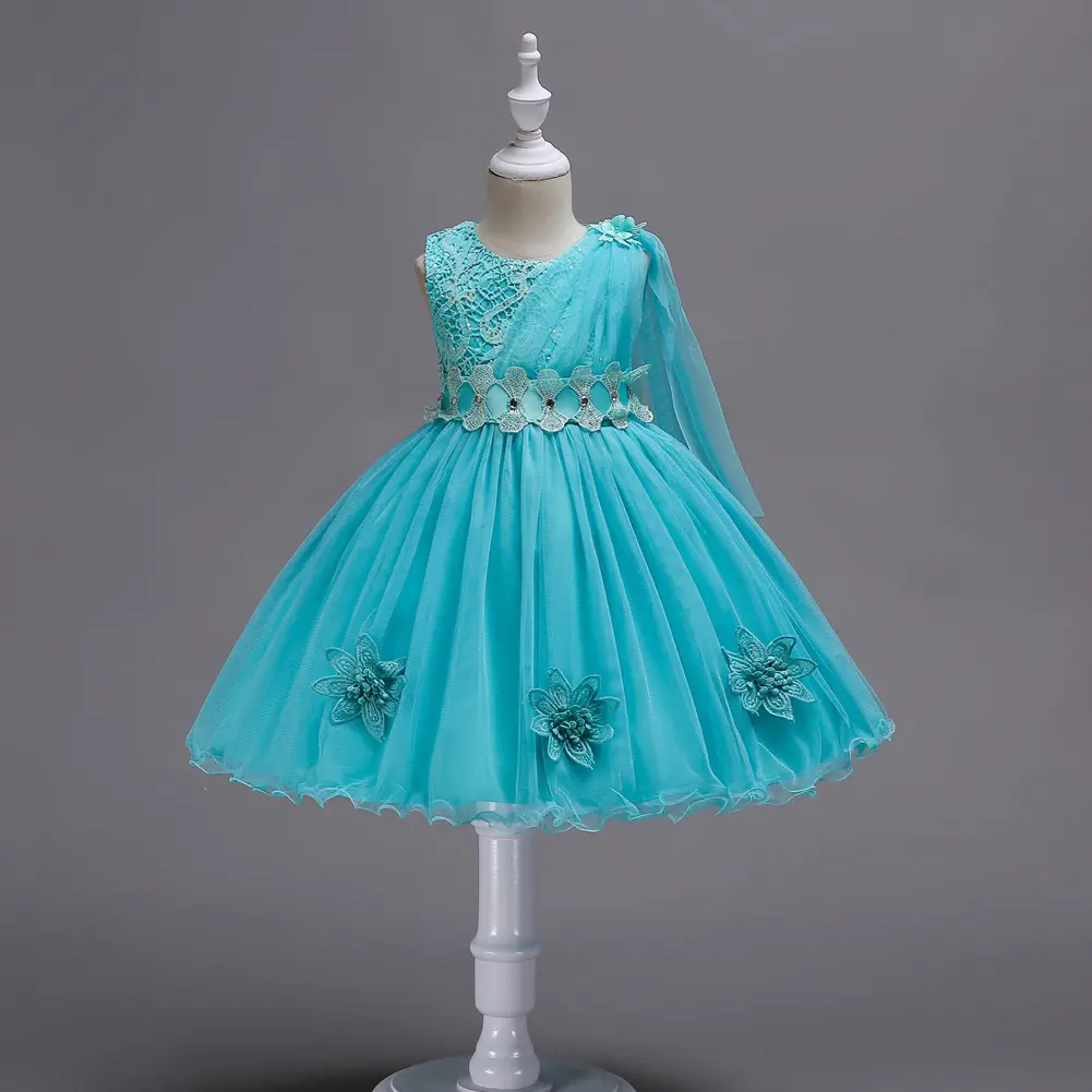 Robe d'été en dentelle sans manches pour enfants, robe décontractée pour enfants, robes de fille, robe de bal pour fête d'anniversaire