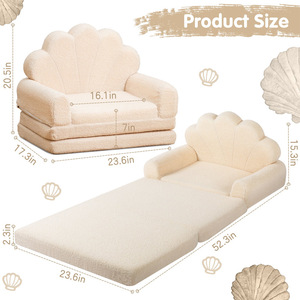Canapé convertible pour enfants, chaise longue en tissu doux, mousse hautement élastique, pour enfants de 2 ans et plus - Product Image 2