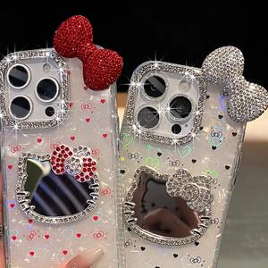 Chic métal luxe plein <span class=keywords><strong>strass</strong></span> coeur miroir concepteur coque de téléphone indésirable décoration charme bricolage artisanat déco accessoires - Product Image 1