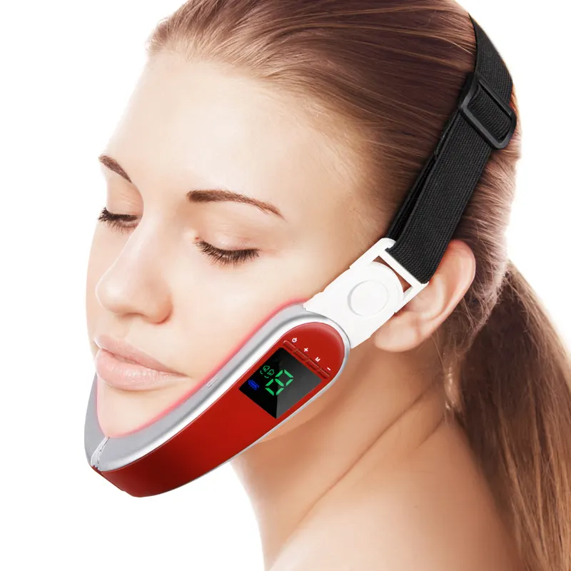 Facial Lifting Device LED-Foto therapie Gesichts abnehmen Vibrations massage gerät Doppel kinn V-förmiges Wangen lift EMS Gesichts massage gerät