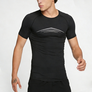 T-shirt de sport pour homme à séchage rapide avec logo personnalisé, haut de fitness ajusté pour l'entraînement en extérieur, la course à pied, la musculation, vêtements de sport en gros - Product Image 1