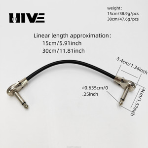 Cable de efectos planos 6,35: material de cobre de alta calidad para <span class=keywords><strong>guitarra</strong></span> eléctrica, cable blindado efector de un solo bloque, CM 15, 30CM - Product Image 2