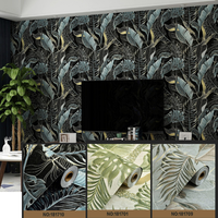 Rouleaux de papier peint à motifs de feuilles de plantes, autocollants muraux imperméables autocollants en gros pour la décoration intérieure de villas, appartements et maisons