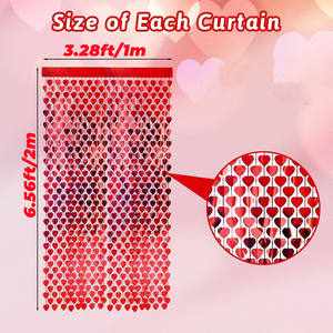 Tenda a Frange con Cuori Rossi in Lamina, Decorazione per Porte, Sfondo per Feste di Compleanno, Matrimoni e Addii al Nubilato - Product Image 2