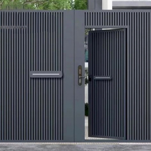 Mô hình mới sơn tĩnh điện màu đen nhôm đơn đôi cổng bên đi bộ đẹp nhìn <span class=keywords><strong>Swing</strong></span> cổng nhôm hàng rào lưới mắt cáo cửa - Product Image 1