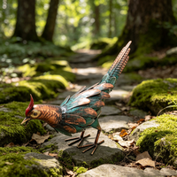 Sculpture de faisan en métal accrocheuse, statue de jardin, art métallique d'extérieur pour la décoration de patio et de pelouse