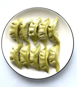 Fabriek Commercieel Restaurant Verwarmde Instant Voeding Gezond Ontbijt Bevroren Groene Huid Gestoomde Dumplings Gyoza