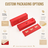 Emballage de Carte Cadeau Festive, Boîte en Deux Pièces, Personnalisée avec Motif Cheval en Feuille d'Or, en Carton, pour Ensemble de Célébration du Nouvel An, Vente au Détail