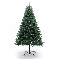 Sapin de Noël SHUANGYUAN en PVC vert avec peinture blanche, pointes rondes, à charnières, avec cônes de pin, respectueux de l'environnement