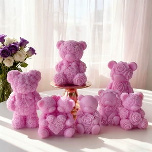 <span class=keywords><strong>Kit</strong></span> DIY <span class=keywords><strong>pour</strong></span> bougies parfumées romantiques, pierres aromatiques et créations en plâtre, ensemble de moules en silicone Rose et Ours <span class=keywords><strong>pour</strong></span> la Saint-Valentin - Product Image 1