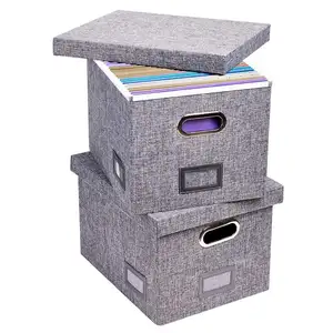 Hot Sell Linen File Storage Box Oem Storage File Box Collapsible File Storage Box