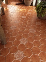 Brique hexagonale Carrelages de salle de bain rétro américain Carrelages muraux hexagonaux Cuisine balcon anti-dérapant Carrelages