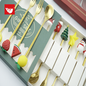 هدية عيد الميلاد 4 ،/6 ، أواني طعام مخصصة قابلة لإعادة الاستخدام من الفولاذ المقاوم للصدأ باللون الذهبي والفضي للحفلات - Product Image 1