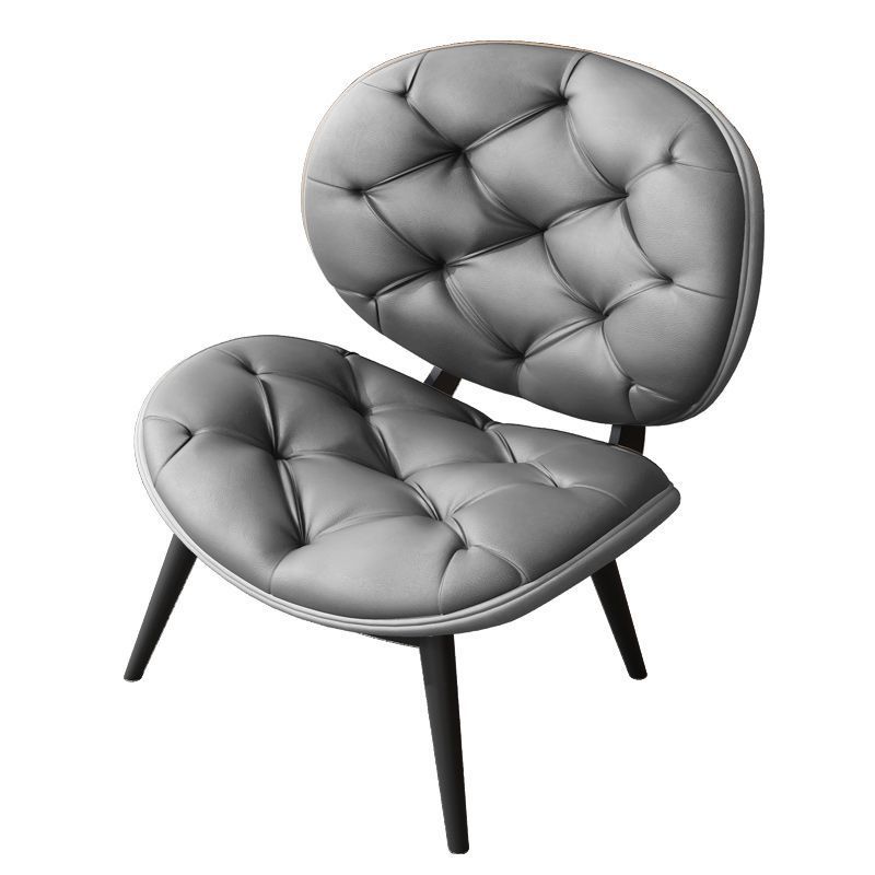 Fauteuil de villa en cuir gris foncé