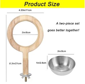 Modern Eco-Friendly Wooden <strong>Bird</strong> Feeder with Stainless Steel Cups Perches Pet Interactive Movement <strong>Toys</strong> for Water <strong>Drinking</strong> Food - Product Image 2