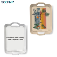 Plateau rectangulaire en plastique pour sublimation, idéal pour la cuisine, comme set de table, plateau à fruits et à thé, anti-brûlure, vaisselle avec double poignée