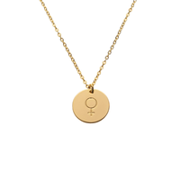 Mini mignon en acier inoxydable symbole féminin signe de Vénus cercle collier pour filles forme de couronne avec cadeau de chaîne à maillons
