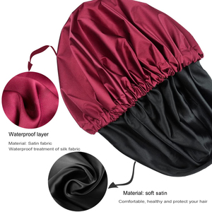 <span class=keywords><strong>Bonnet</strong></span> <span class=keywords><strong>de</strong></span> douche HZM-23444 pour femmes Satin doublé taille réglable Double couche réutilisable imperméable Extra Large <span class=keywords><strong>bonnet</strong></span> <span class=keywords><strong>de</strong></span> <span class=keywords><strong>bain</strong></span> - Product Image 2