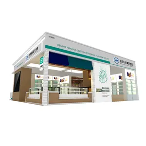 Cabina de exposición de fácil montaje Izexpo, cabina de exhibición Modular de madera de 3x5 metros personalizada, cabina de exhibición de panadería de alimentos