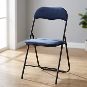 Poltrona Pieghevole Galileo Blu Effetto Velluto Imbottita in Schiuma, Elegante Arredamento Moderno per Soggiorno, Sala da Pranzo, Ufficio Domestico - Product Image 2