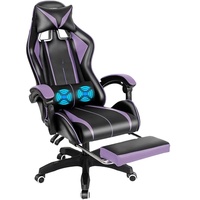 Chaise de jeu réglable en hauteur avec éclairage RGB, chaise de bureau ergonomique confortable en cuir avec repose-pieds pour les joueurs