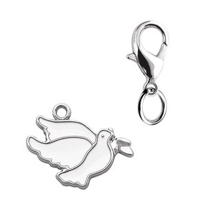 Pendentif Breloque Style Vintage Mm20x16 "DOVES" pour Fabrication de Bijoux DIY, en Alliage avec Pierre Précieuse et Sertissage à la Cannelure, pour Artisanat et Bijouterie - Product Image 1