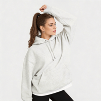 Hoodie Wanita Oversize Custom, 100% Katun Rajut Berkualitas Tinggi, Sweatshirt Polos Berkerudung untuk Wanita, Pakaian Kasual
