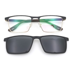 Pretty Outlooks - Monturas de Gafas Cuadradas de Acero Inoxidable con Clip Metálico, Protección Contra la Luz Azul, Unisex, Tendencia de Moda - Product Image 5
