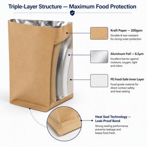 Bolsa de Papel Aislante de Aluminio con Logotipo Personalizado para Pollo Frito, <span class=keywords><strong>Sushi</strong></span>, Pizza, Comida para Llevar, Ecológica, Kraft, al por Mayor - Product Image 4