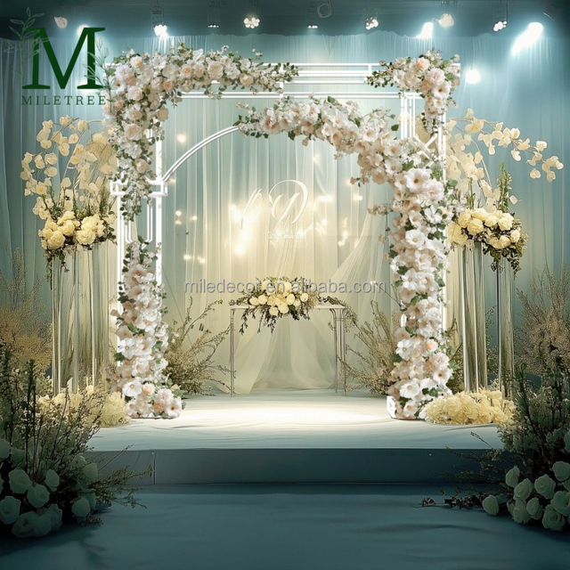 Top Quality White Metal Arch Backdrop Stand Custom Wedding Flower Frame Stand for Events Stage Decoration