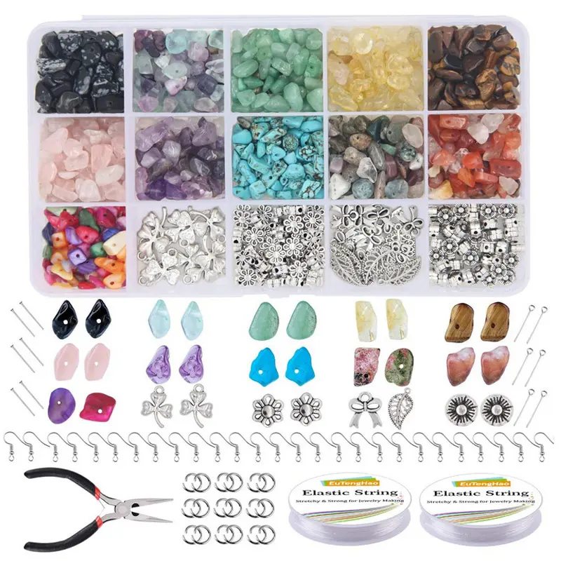 Taidian — perles en pierre à puces naturelles multicolores, 690 pièces, pierres précieuses irrégulières, pierres de guérison, cristal en vrac, bricolage, perle trou, bricolage