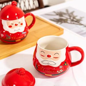Vente en gros de tasses à café en céramique de Noël créatives pour couples, motif Père Noël, 380 ml, compatibles lave-vaisselle et micro-ondes - Product Image 3
