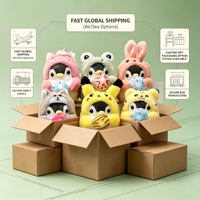 Boneka Penguin Kostum Kawaii dengan Donat, Boneka Unicorn Kelinci Katak Berpakaian, Bantal Peluk Lembut dan Halus, Hadiah untuk Anak